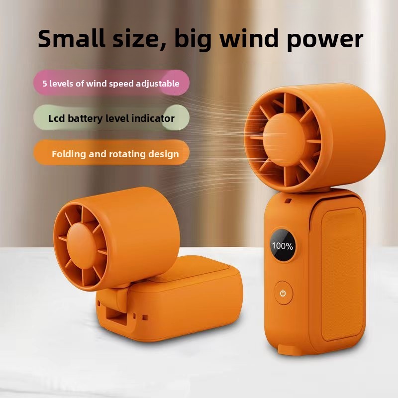 Black Portable Handheld Fan 350 Degree Rotation Foldable Neck Hanging Waist Fan with Magnetic Base LED Display 5 Speed Personal Fan - Image 3