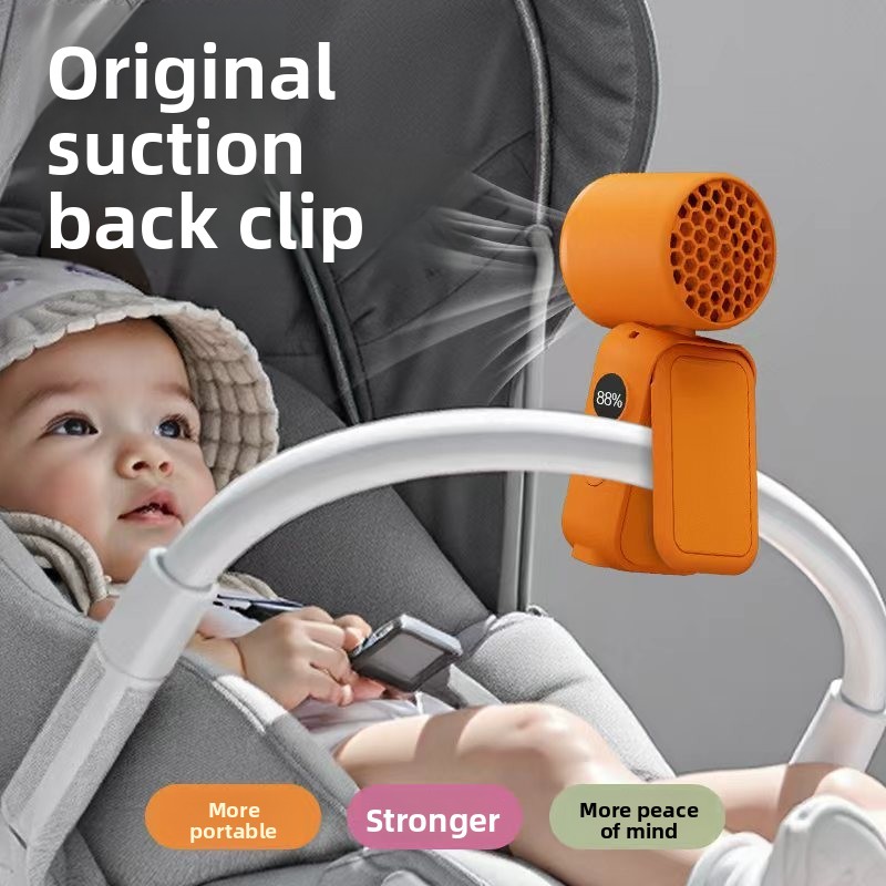 Black Portable Handheld Fan 350 Degree Rotation Foldable Neck Hanging Waist Fan with Magnetic Base LED Display 5 Speed Personal Fan - Image 4