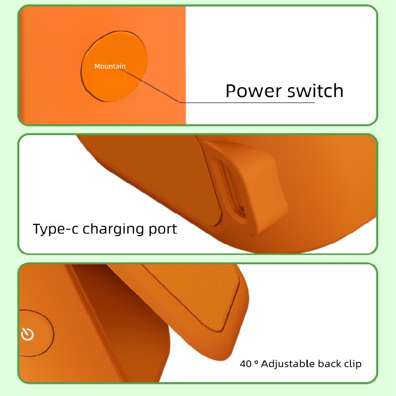 Orange Portable Handheld Fan 350 Degree Rotation Foldable Neck Hanging Waist Fan with Magnetic Base LED Display 5 Speed Personal Fan - Image 7