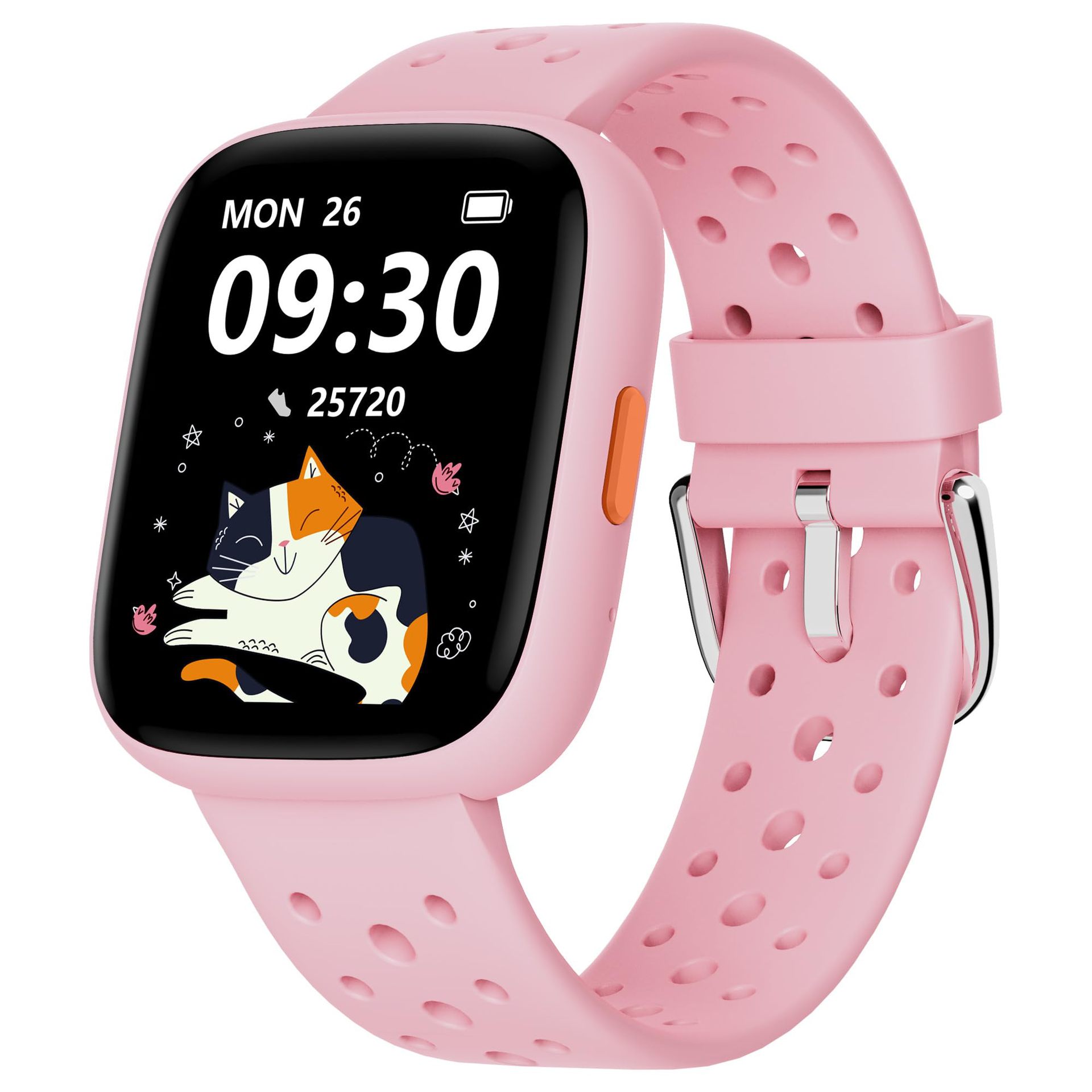 Pink Kids Smart Watch Fitness Tracker with Pedometer Heart Rate Monitor and 14 Sport Modes IP68 Waterproof Watch for Boys and Girls - Image 1
