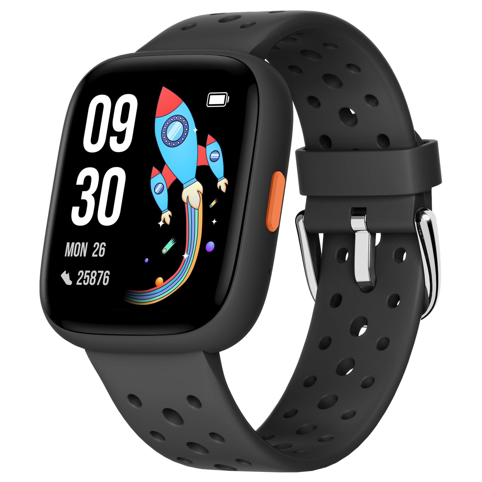 Black Kids Smart Watch Fitness Tracker with Pedometer Heart Rate Monitor and 14 Sport Modes IP68 Waterproof Watch for Boys and Girls - Image 1