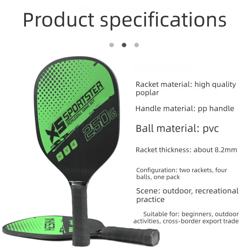 Yellow Pickleball Paddles Set of 2 Lightweight Wood Rackets with 4 Pickleballs and Carry Bag Outdoor Sports Equipment for Beginners - Image 4