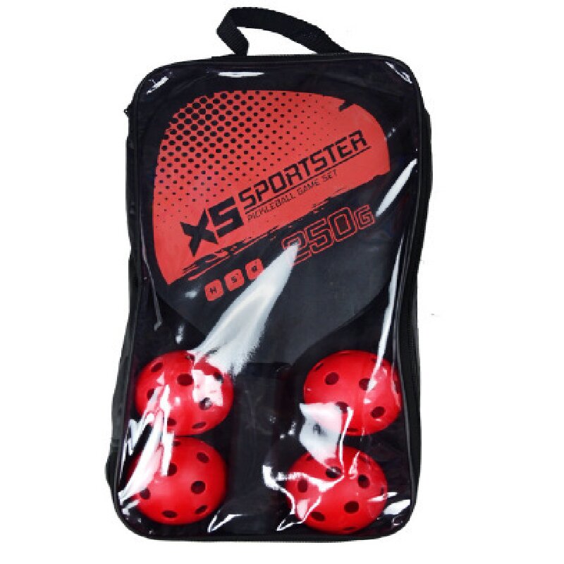 Red Pickleball Paddles Set of 2 Lightweight Wood Rackets with 4 Pickleballs and Carry Bag Outdoor Sports Equipment for Beginners - Image 1