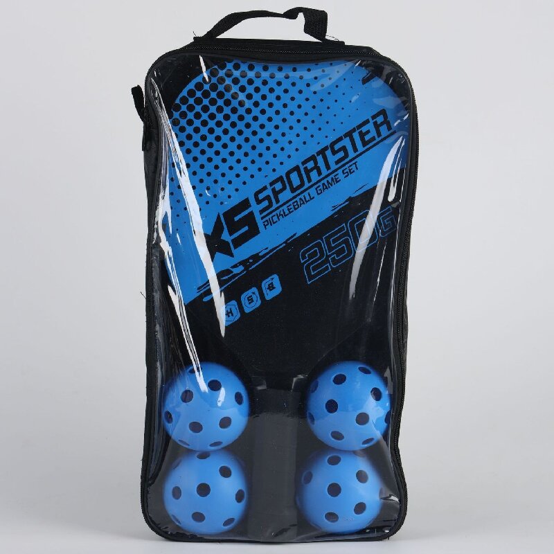 Blue Pickleball Paddles Set of 2 Lightweight Wood Rackets with 4 Pickleballs and Carry Bag Outdoor Sports Equipment for Beginners - Image 1