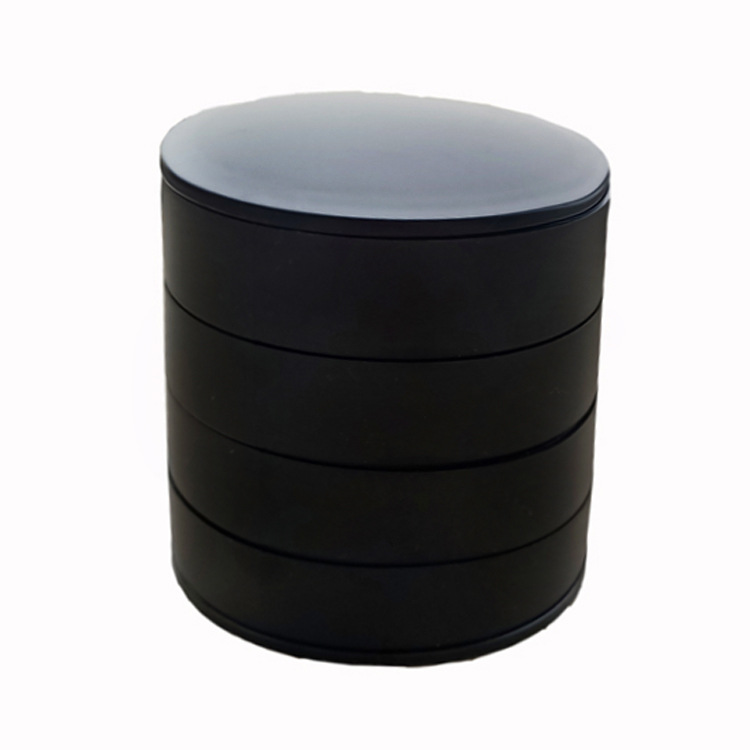 2 Pack Black Nordic Style Rotating Jewellery Storage Box 4-Layer Dustproof Organiser Case with Felt Lining for Accessories and Trinkets - Image 1