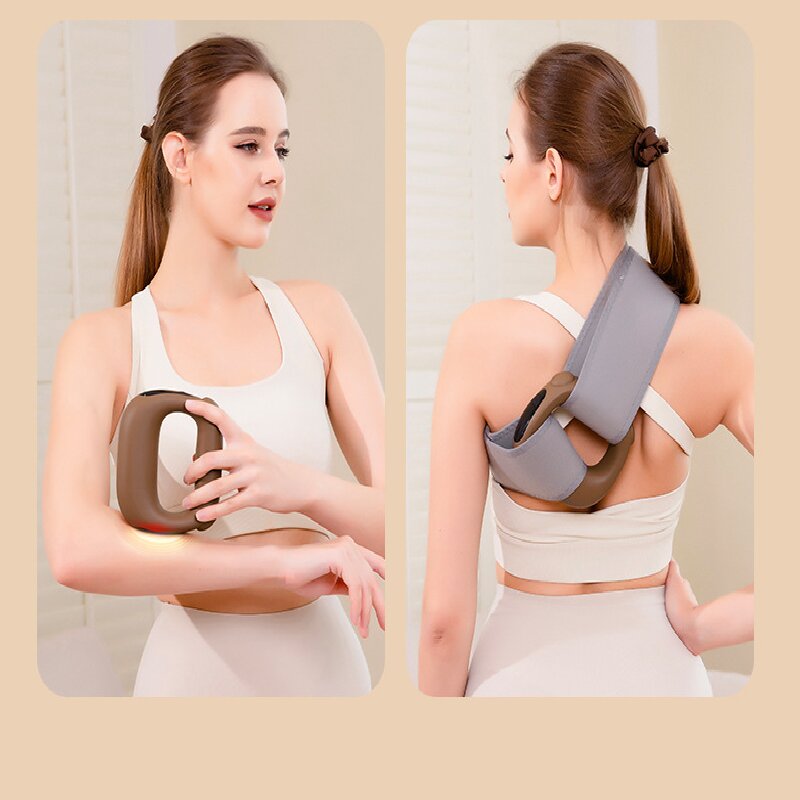 Blue Portable Fascia Massage Ring Vibration Massager with Heat and LED Display for Muscle Relaxation and Body Shaping - Image 6