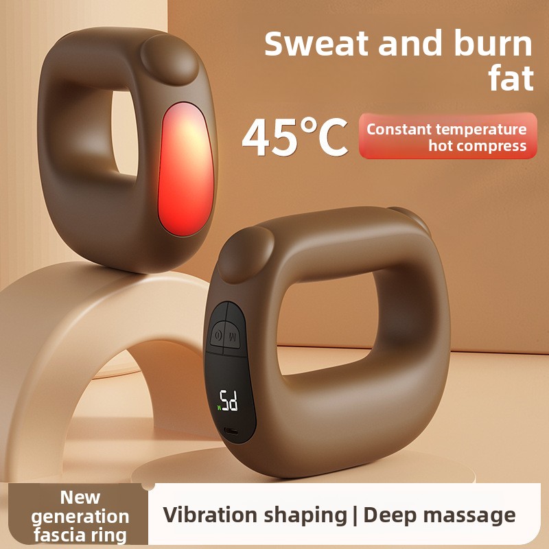 Black Portable Fascia Massage Ring Vibration Massager with Heat and LED Display for Muscle Relaxation and Body Shaping - Image 2