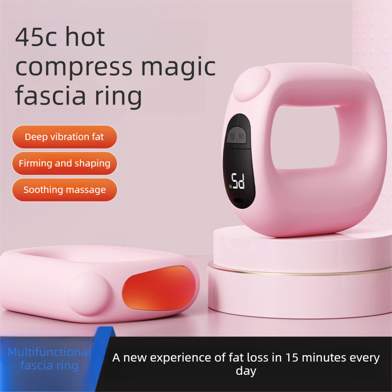 Pink Portable Fascia Massage Ring Vibration Massager with Heat and LED Display for Muscle Relaxation and Body Shaping - Image 3