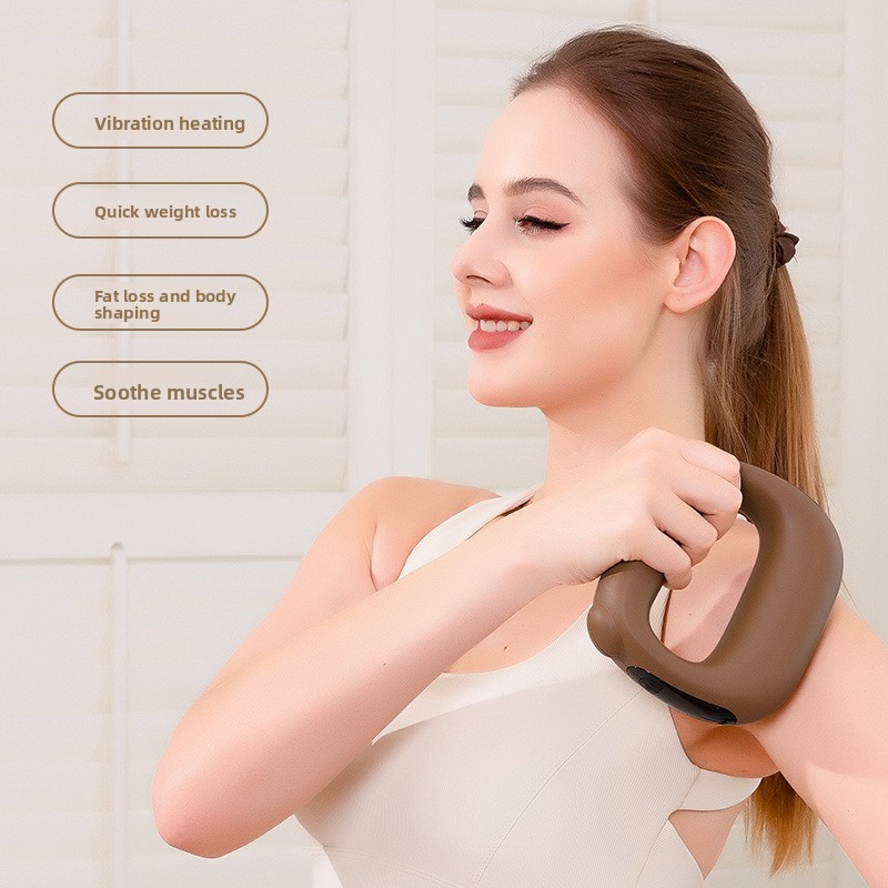 Pink Portable Fascia Massage Ring Vibration Massager with Heat and LED Display for Muscle Relaxation and Body Shaping - Image 4