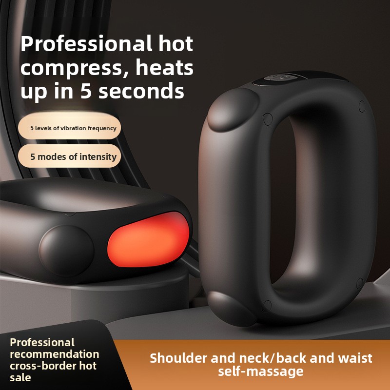Pink Portable Fascia Massage Ring Vibration Massager with Heat and LED Display for Muscle Relaxation and Body Shaping - Image 5