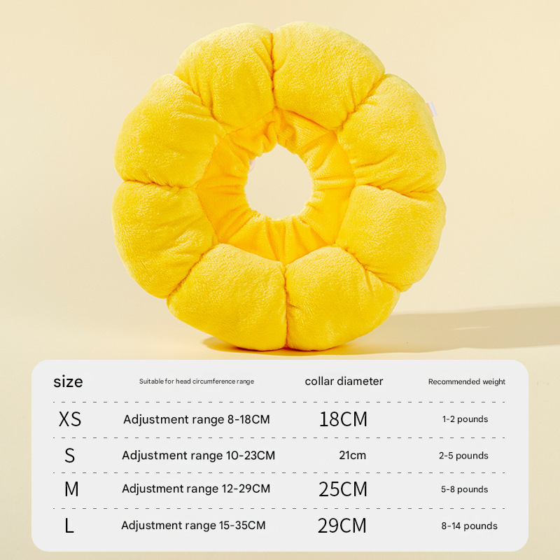 3-Pcs Soft Yellow Sunflower Elizabethan Collar Adjustable Pet Cone for Cats and Small Dogs Anti-Bite Recovery Neck Pillow(L) - Image 4