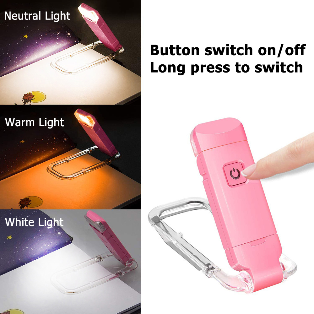 2-PCS Blue Mini USB Rechargeable LED Book Light Eye Protection Reading Lamp with Adjustable Clip and Brightness for Kids Students Travel - Image 3