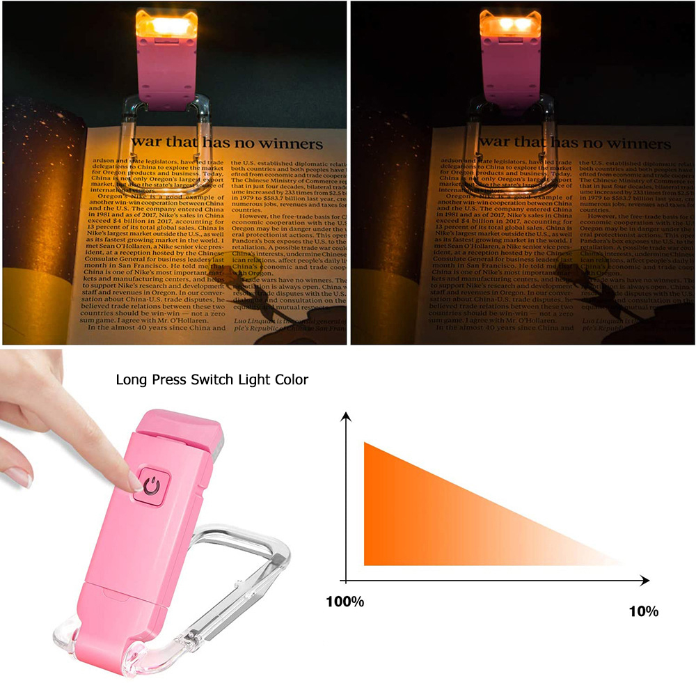 2-PCS Green Mini USB Rechargeable LED Book Light Eye Protection Reading Lamp with Adjustable Clip and Brightness for Kids Students Travel - Image 2