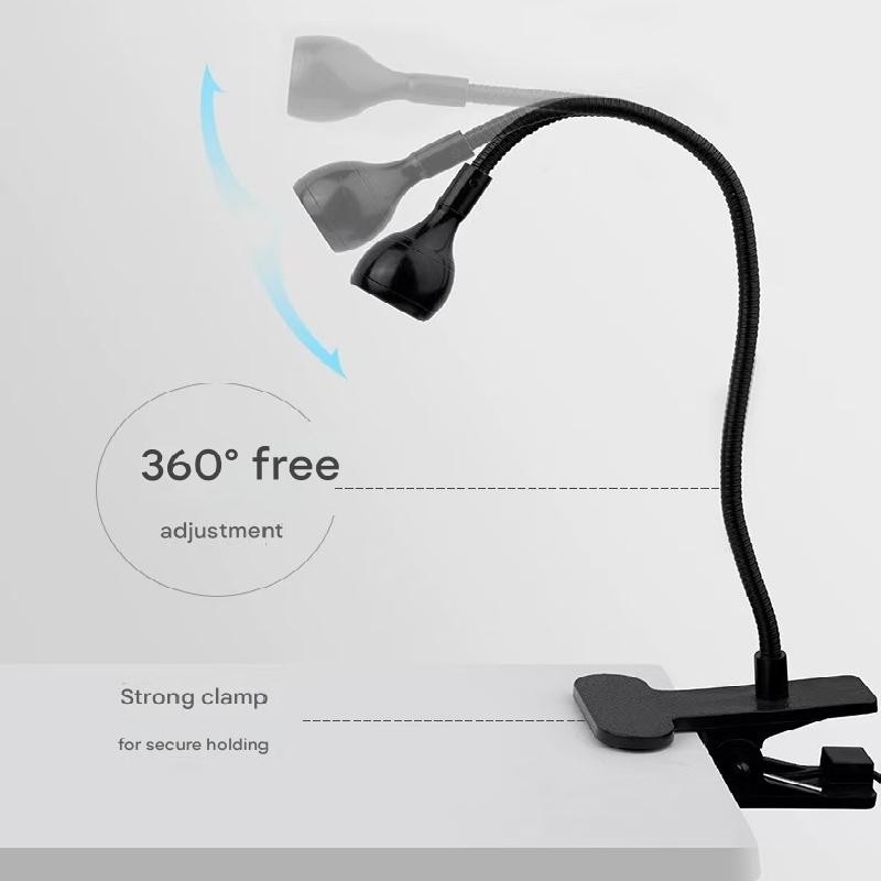 Silver 3W UV LED Gel Nail Curing Lamp Clip On Flexible Gooseneck Light 4 Brightness Levels for Gel Polish and Resin Curing - Image 3