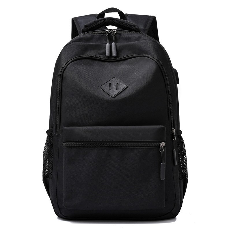 Black Large Capacity Laptop Backpack Water Resistant Travel Daypack with USB Charging Port for University High School Students and Commuters Black - Image 1
