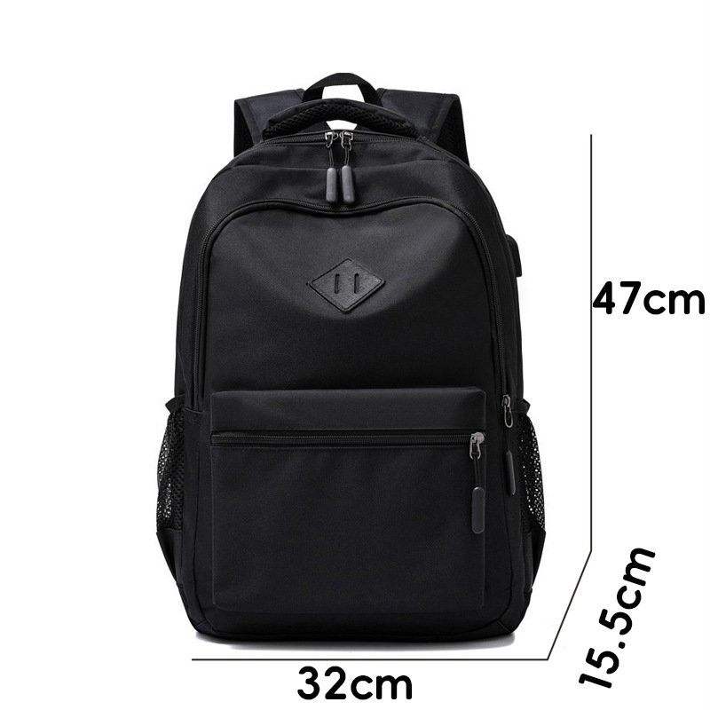 Black Large Capacity Laptop Backpack Water Resistant Travel Daypack with USB Charging Port for University High School Students and Commuters Black - Image 4