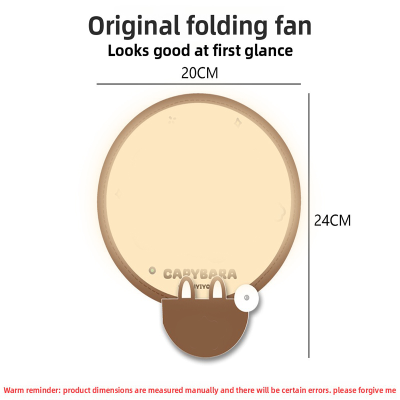 5 Pack Blue Seaside Bear Cute Cartoon Folding Hand Fans Portable Mini Circular Fans 20x24cm for Aussie Summer Outdoor Travel with Matching Storage Pouches for Kids and Adults - Image 3