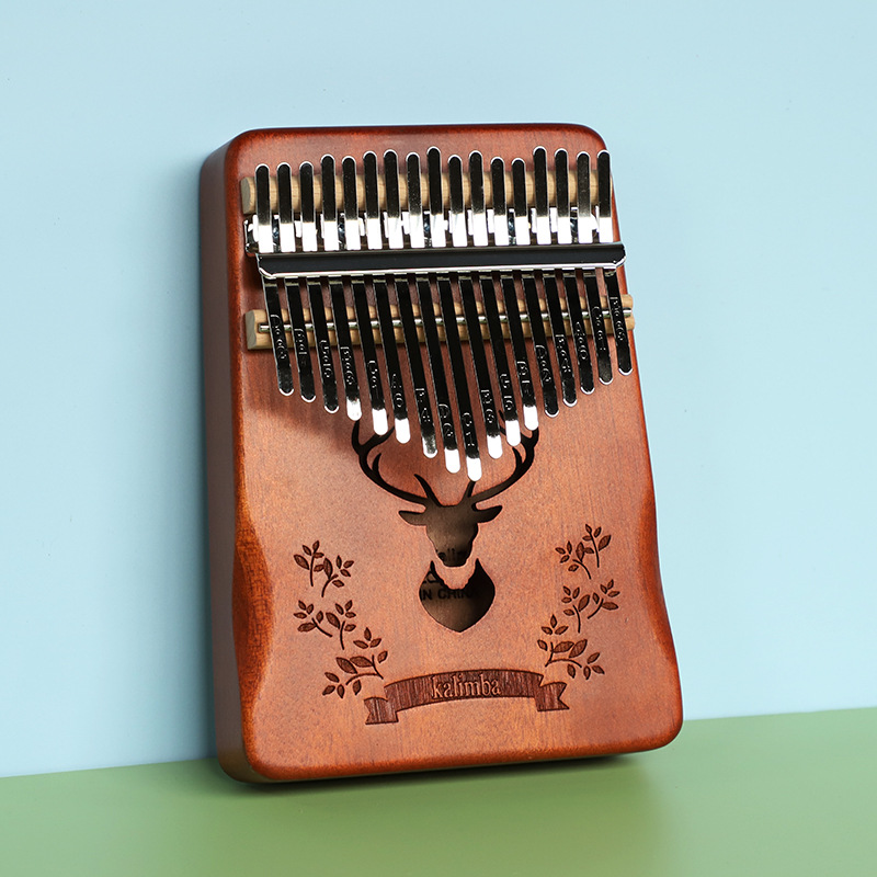 Retro forest deer 17 Key Kalimba Thumb Piano Solid Wood Portable Finger Piano for Beginners and Music Lovers Includes Tuning Kit and Bag for Australian Lifestyle(Hand care style) - Image 1