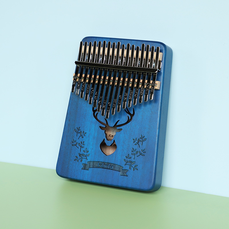Sapphire blue forest deer 17 Key Kalimba Thumb Piano Solid Wood Portable Finger Piano for Beginners and Music Lovers Includes Tuning Kit and Bag for Australian Lifestyle - Image 1