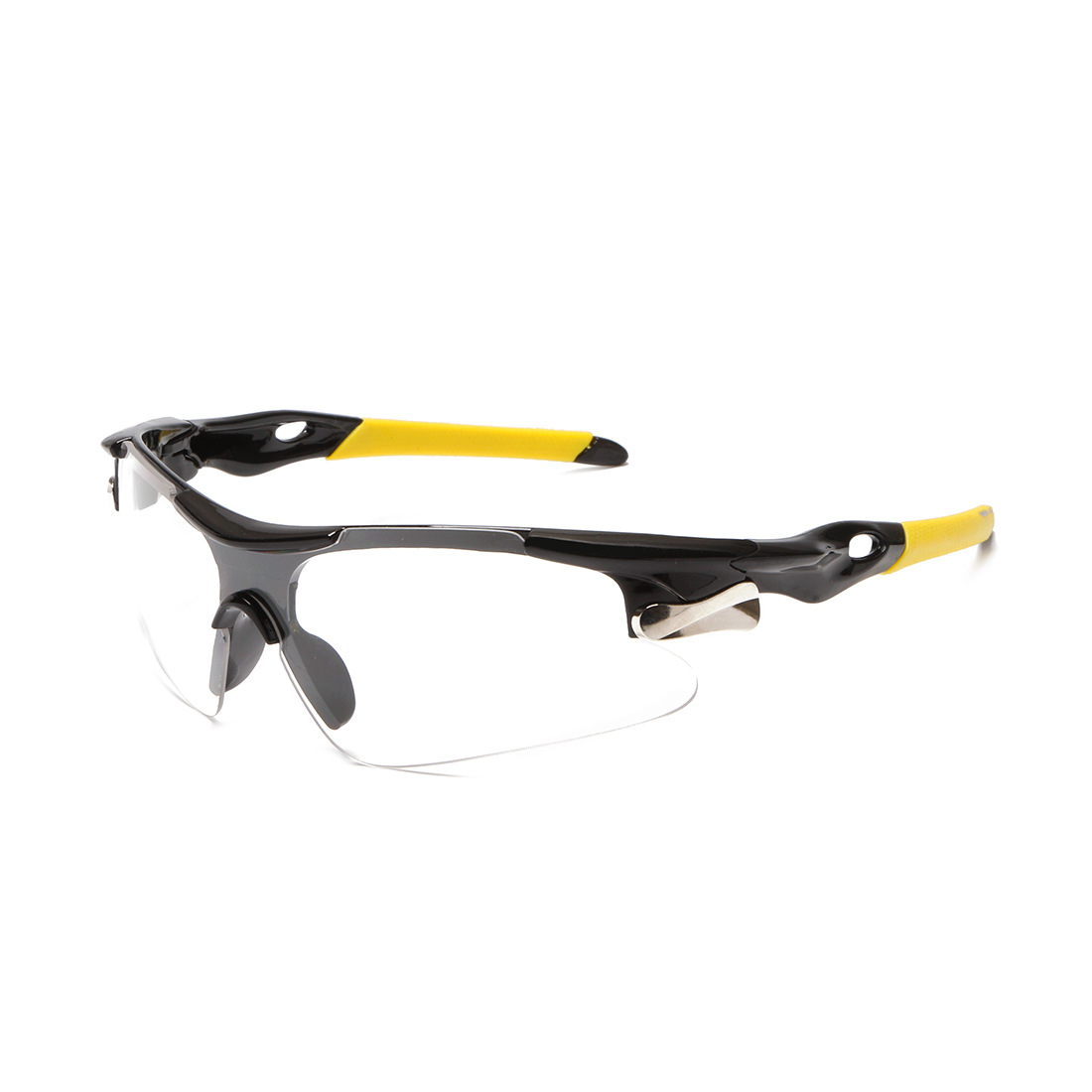 2-PCS Bright black frame with clear lenses Men's Sports Cycling Sunglasses Windproof PC Frame Wrap Around Design for Riding Fishing Running Reliable Outdoor Protection Australian Style - Image 1
