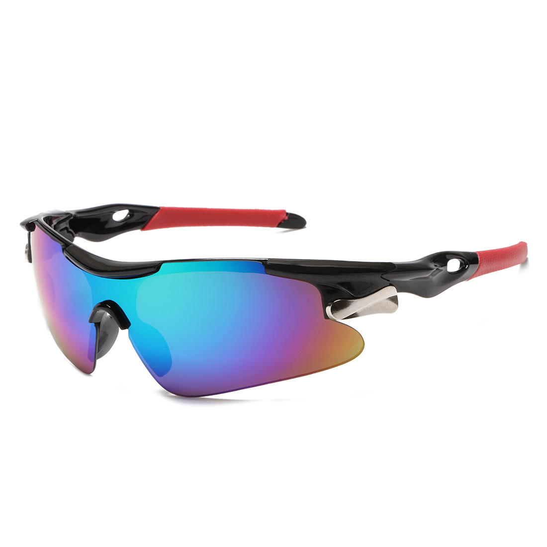 2-PCS Bright black frame with green mercury Men's Sports Cycling Sunglasses Windproof PC Frame Wrap Around Design for Riding Fishing Running Reliable Outdoor Protection Australian Style - Image 1