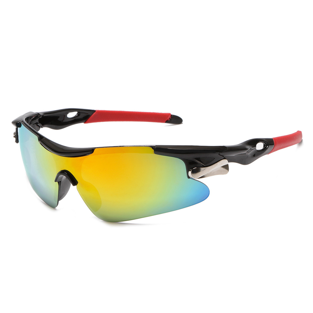 2-PCS Bright black frame with red mercury Men's Sports Cycling Sunglasses Windproof PC Frame Wrap Around Design for Riding Fishing Running Reliable Outdoor Protection Australian Style - Image 1