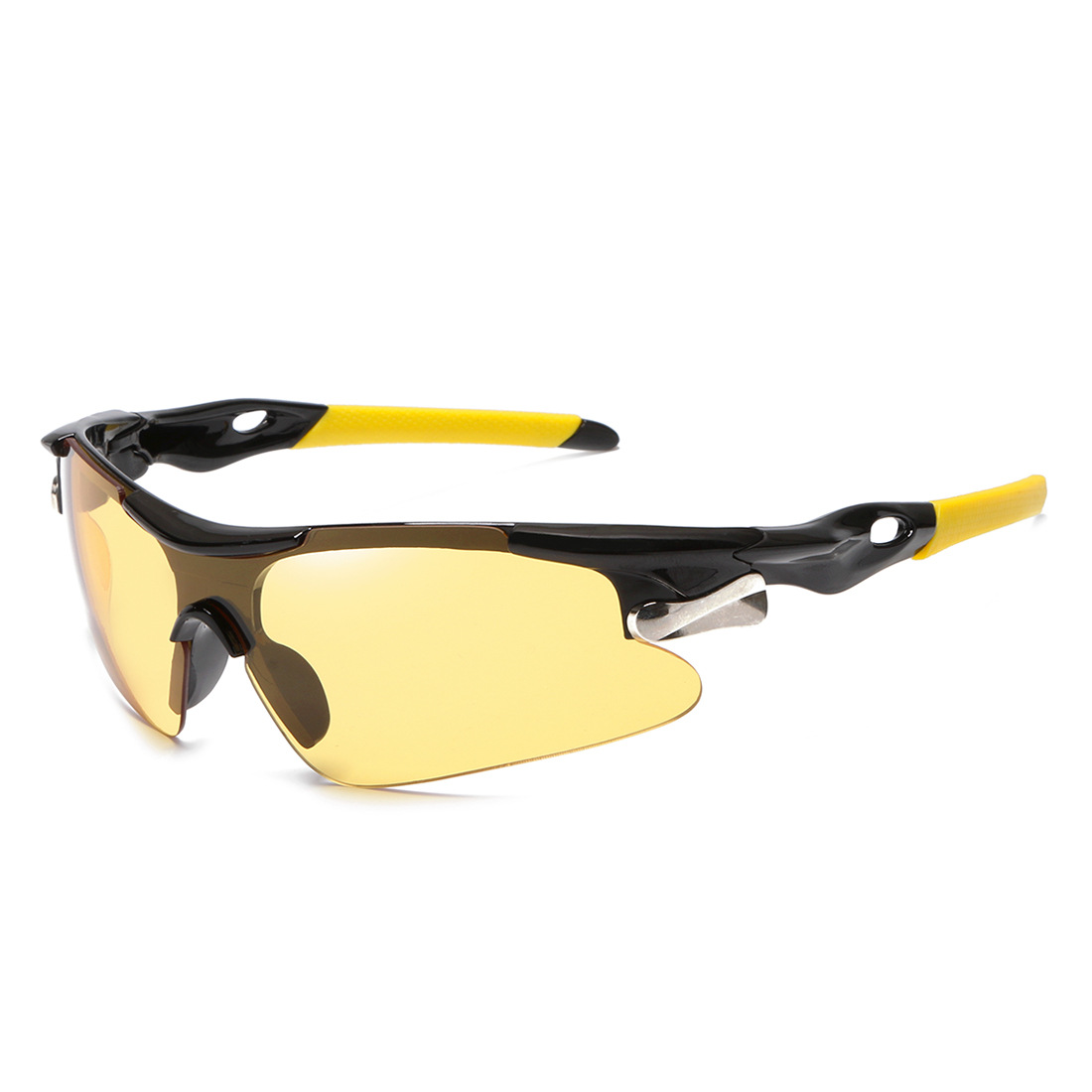2-PCS Bright black-framed night vision Men's Sports Cycling Sunglasses Windproof PC Frame Wrap Around Design for Riding Fishing Running Reliable Outdoor Protection Australian Style - Image 1