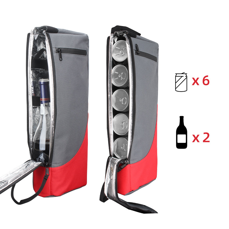 Black and Grey Insulated Golf Cooler Bag Portable Thermal Carrier Holds 6 Cans or 2 Wine Bottles with Shoulder Strap for Australian Golf Course and BBQ - Image 4