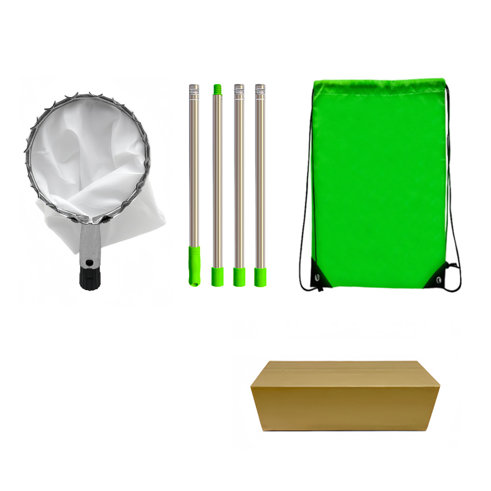Green Telescopic Fruit Picker Tool with Stainless Steel Extension Pole Carbon Steel Head and Large Bag for Apples Peaches Oranges Australian Home Orchards(1.6m) - Image 1