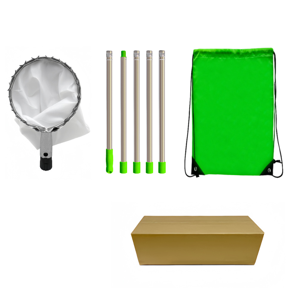 Green Telescopic Fruit Picker Tool with Stainless Steel Extension Pole Carbon Steel Head and Large Bag for Apples Peaches Oranges Australian Home Orchards(2.0m) - Image 1