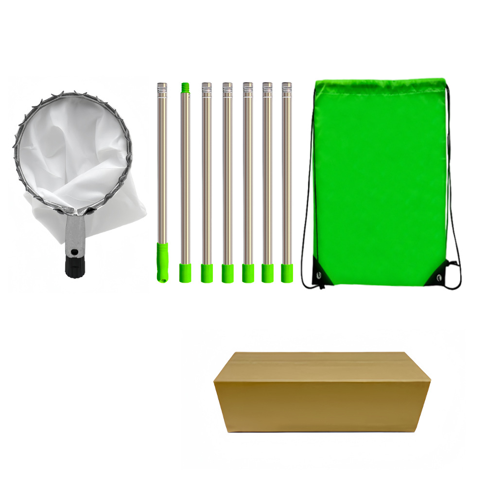 Green Telescopic Fruit Picker Tool with Stainless Steel Extension Pole Carbon Steel Head and Large Bag for Apples Peaches Oranges Australian Home Orchards(2.8m) - Image 1