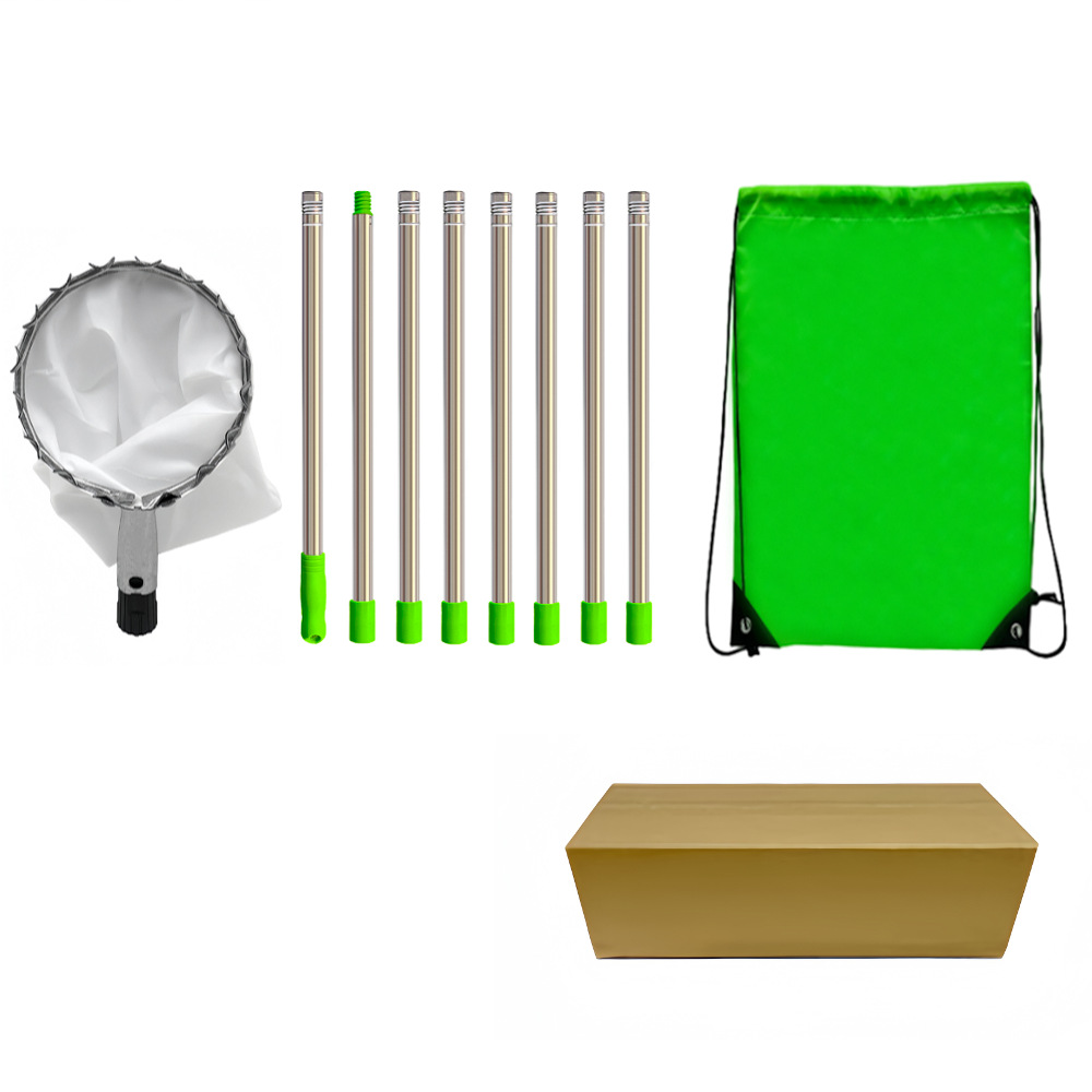 Green Telescopic Fruit Picker Tool with Stainless Steel Extension Pole Carbon Steel Head and Large Bag for Apples Peaches Oranges Australian Home Orchards(3.2m) - Image 1