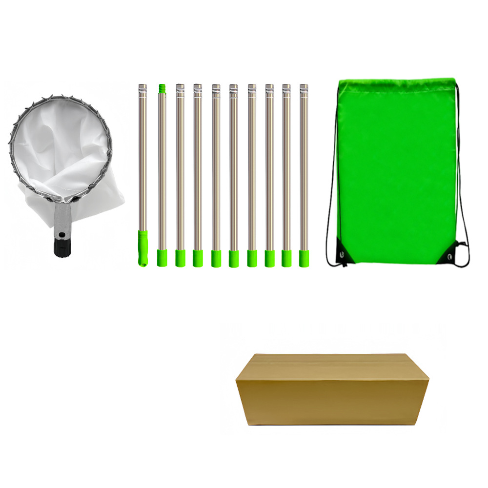 Green Telescopic Fruit Picker Tool with Stainless Steel Extension Pole Carbon Steel Head and Large Bag for Apples Peaches Oranges Australian Home Orchards(4.0m) - Image 1