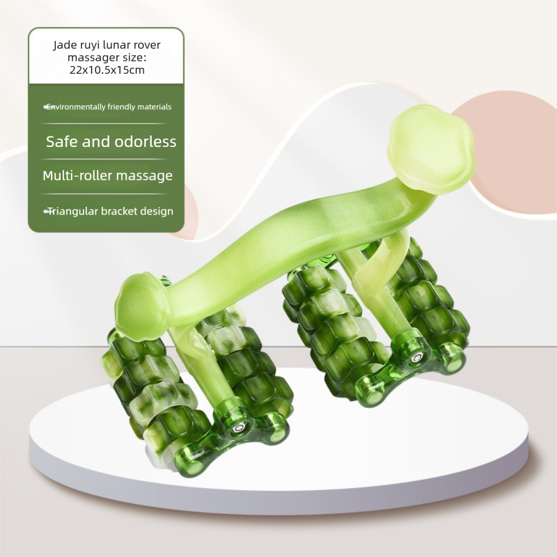 2-Pcs Green Manual Roller Massager Handheld Full Body Relaxation Tool for Back Waist Legs Moon Car Design Ergonomic Deep Tissue Massage for Australian Homes - Image 1