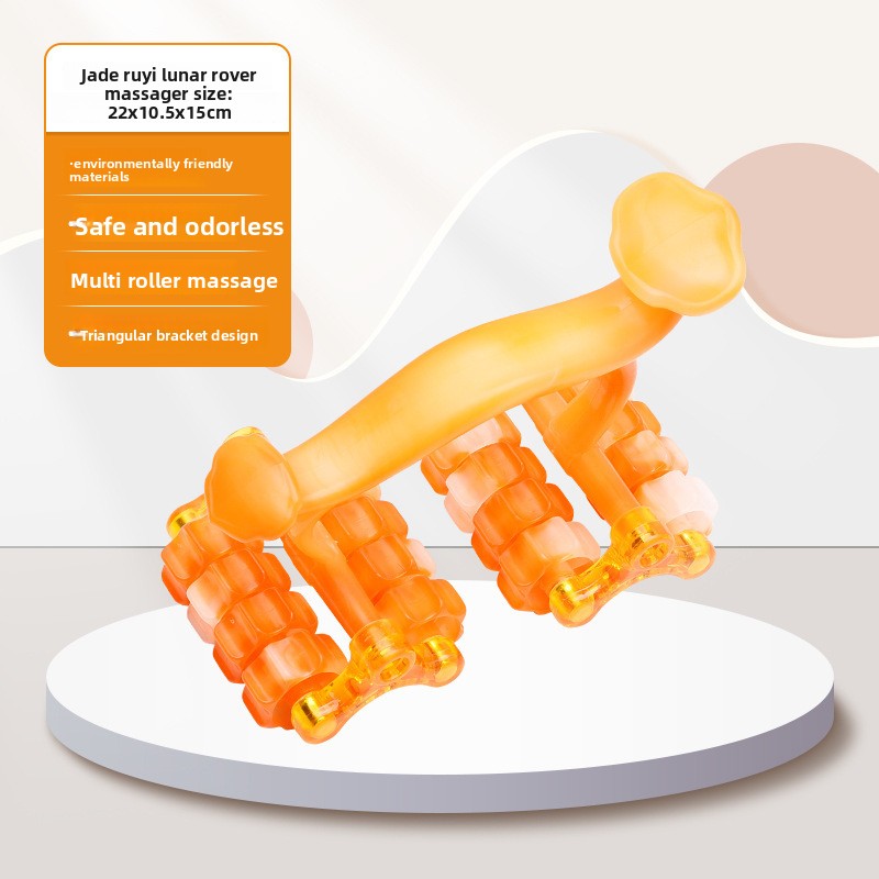 2-Pcs Orange Manual Roller Massager Handheld Full Body Relaxation Tool for Back Waist Legs Moon Car Design Ergonomic Deep Tissue Massage for Australian Homes - Image 1