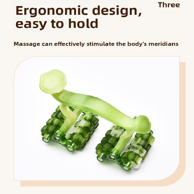2-Pcs Orange Manual Roller Massager Handheld Full Body Relaxation Tool for Back Waist Legs Moon Car Design Ergonomic Deep Tissue Massage for Australian Homes - Image 2