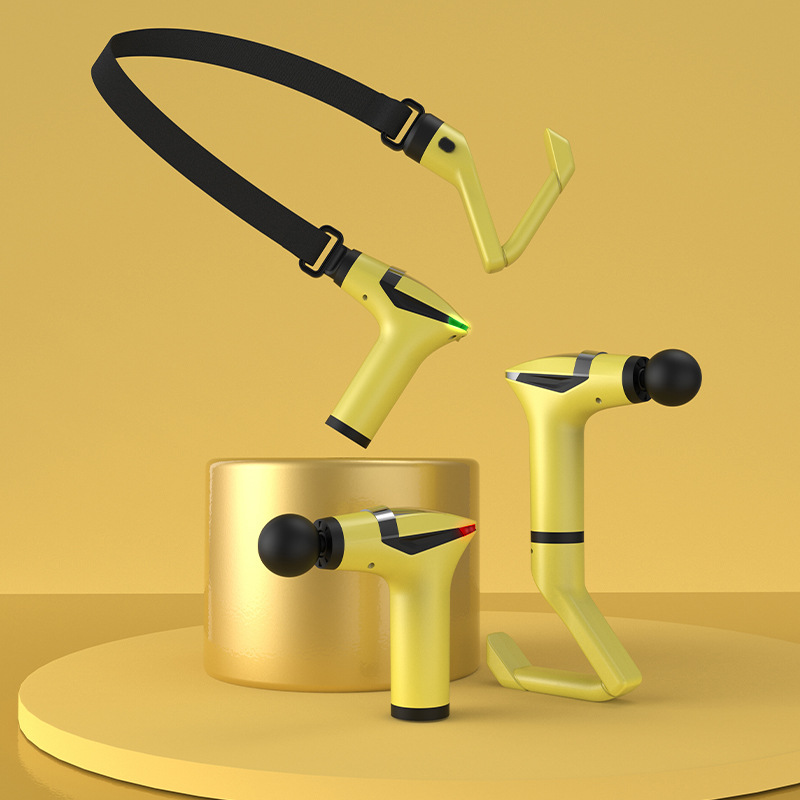Yellow Professional Massage Gun with Extension Handle and Back Strap 12 Speeds Deep Tissue Muscle Relief for Home Gym and Australian Athletes - Image 1