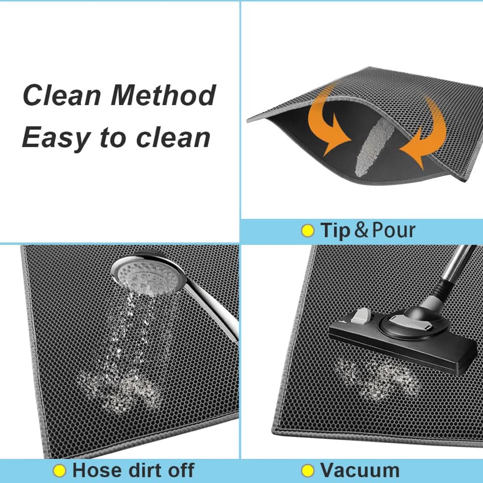 2-PCS Green Double Layer Cat Litter Mat Honeycomb Design Waterproof EVA Trapping Mat for Litter Box Tracking Control 40x50cm Easy Clean Australian Pet Supplies - Image 3