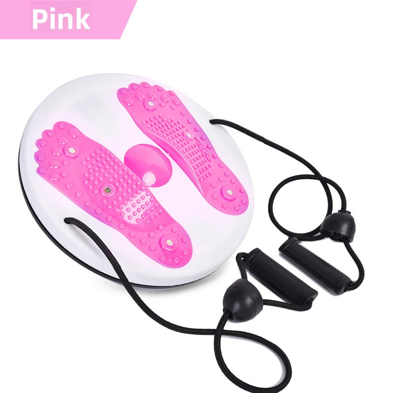 Pink Magnetic Waist Twisting Disc with Resistance Bands Portable Fitness Board for Home Office Core Training 27.5cm Large Diameter - Image 1