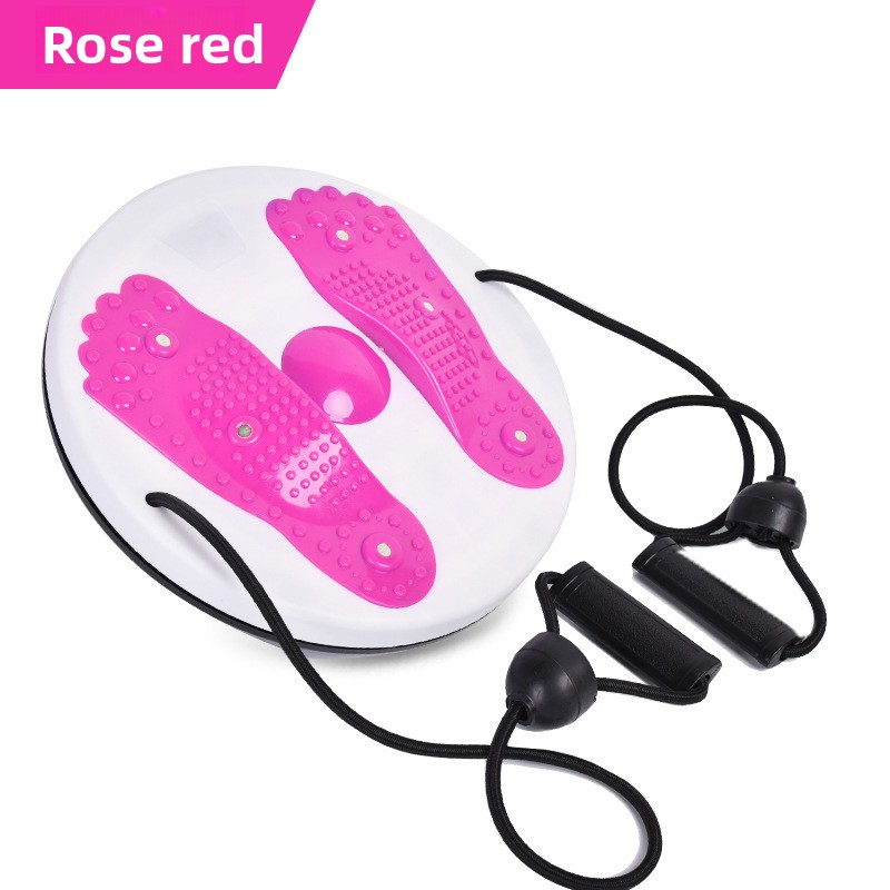 Rose red Magnetic Waist Twisting Disc with Resistance Bands Portable Fitness Board for Home Office Core Training 27.5cm Large Diameter - Image 1