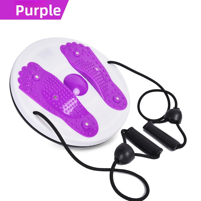 Purple Magnetic Waist Twisting Disc with Resistance Bands Portable Fitness Board for Home Office Core Training 27.5cm Large Diameter - Image 1