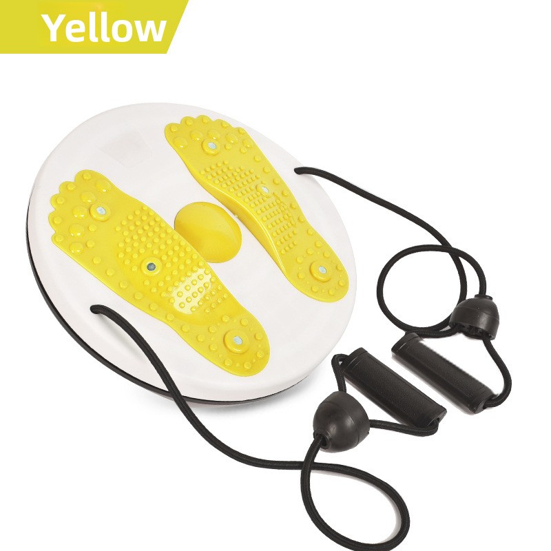 Yellow Magnetic Waist Twisting Disc with Resistance Bands Portable Fitness Board for Home Office Core Training 27.5cm Large Diameter - Image 1