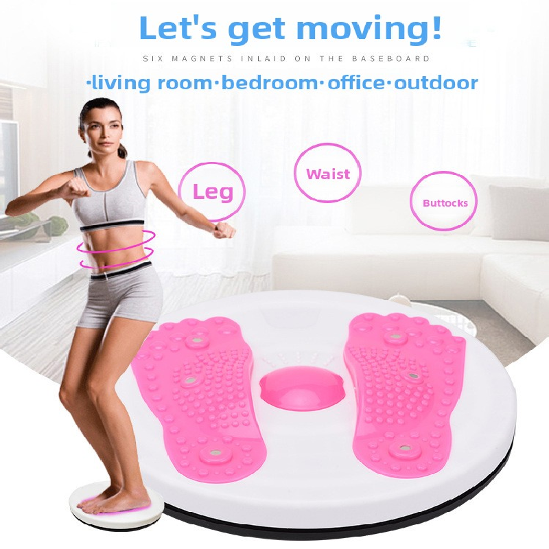 Yellow Magnetic Waist Twisting Disc with Resistance Bands Portable Fitness Board for Home Office Core Training 27.5cm Large Diameter - Image 2