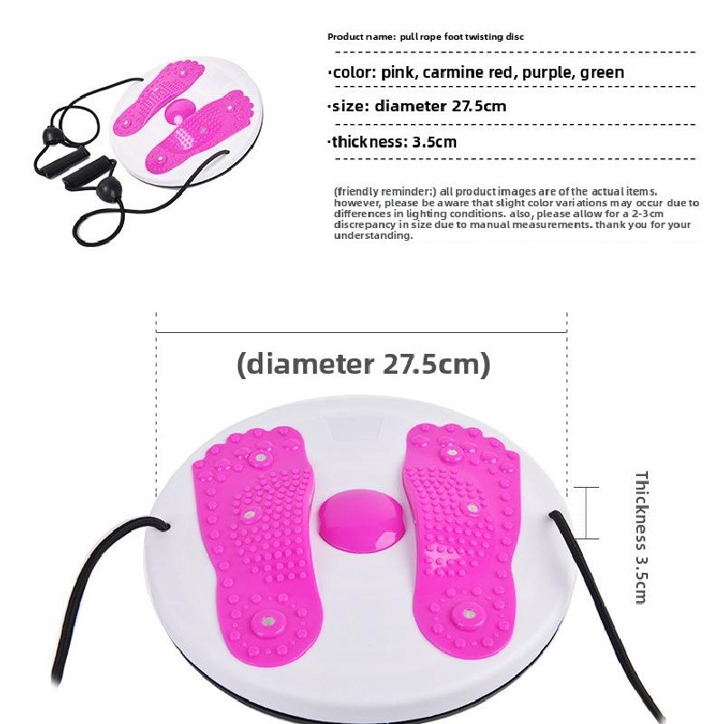 Yellow Magnetic Waist Twisting Disc with Resistance Bands Portable Fitness Board for Home Office Core Training 27.5cm Large Diameter - Image 4