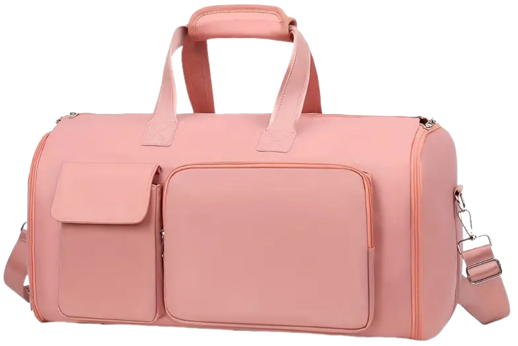 Convertible Travel Garment Bag Large Duffel Suit Carrier with Shoe Compartment & Hidden Backpack Straps Waterproof  Light Pink - Image 1