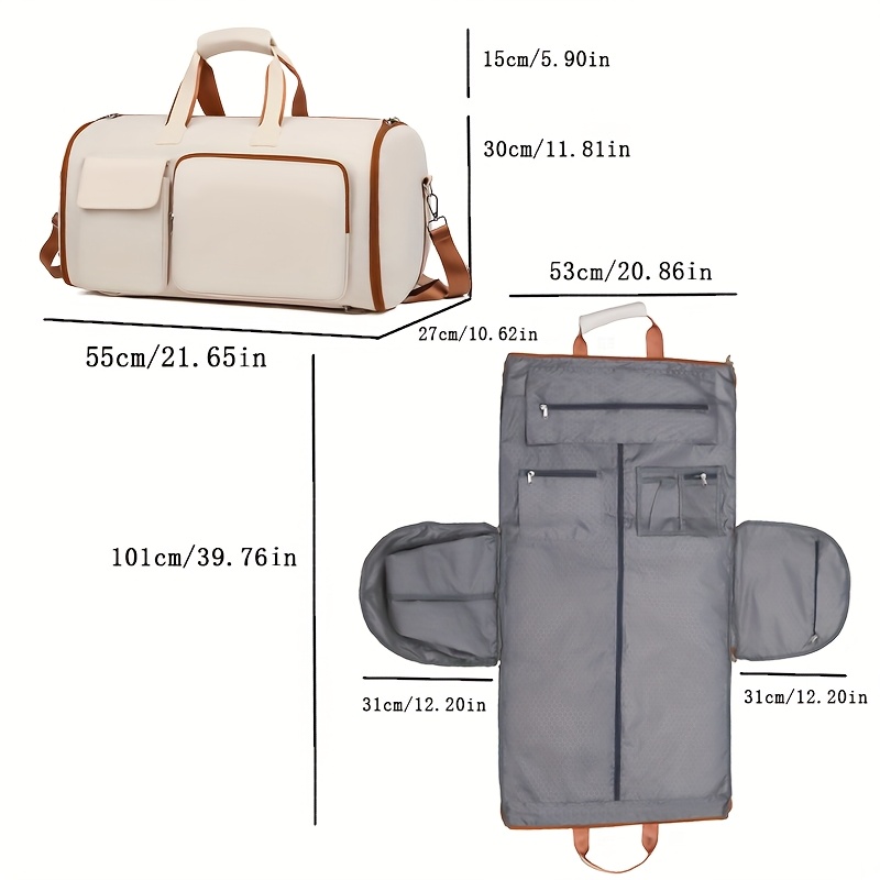 Convertible Travel Garment Bag Large Duffel Suit Carrier with Shoe Compartment & Hidden Backpack Straps Waterproof  Light Pink - Image 4