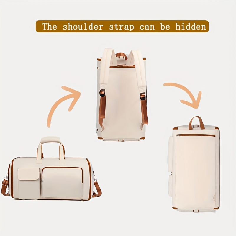 Convertible Travel Garment Bag Large Duffel Suit Carrier with Shoe Compartment & Hidden Backpack Straps Waterproof  Light Pink - Image 6