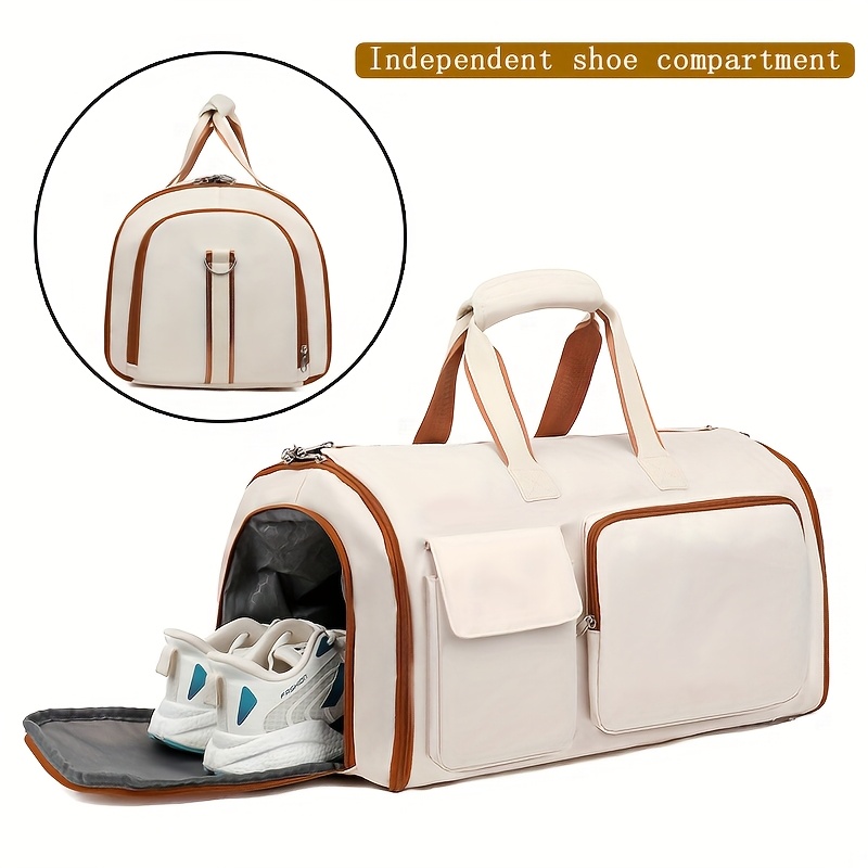 Convertible Travel Garment Bag Large Duffel Suit Carrier with Shoe Compartment & Hidden Backpack Straps Waterproof  Light Pink - Image 8