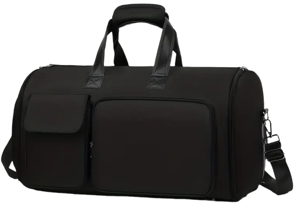 Convertible Travel Garment Bag Large Duffel Suit Carrier with Shoe Compartment & Hidden Backpack Straps Waterproof  Black - Image 1