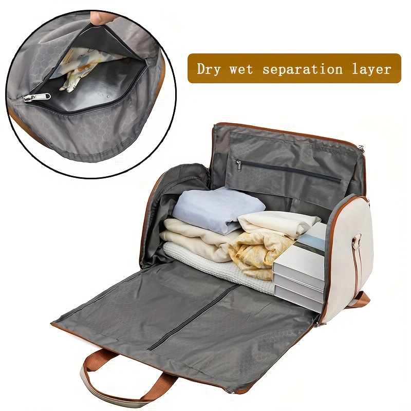 Convertible Travel Garment Bag Large Duffel Suit Carrier with Shoe Compartment & Hidden Backpack Straps Waterproof  Black - Image 3